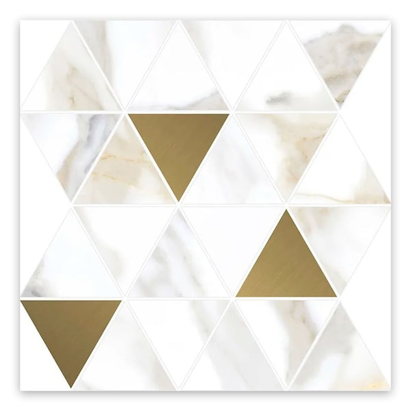 Apollo Tile 10x11 in. Matte White, Gold Porcelain Mosaic Triangle Wall and Floor Tile 8.58 sq ft/case, 11PK - COS88BOMOSA