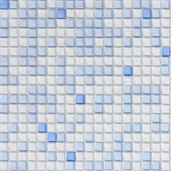 Apollo Tile Mingles 11.6inx11.6in Glossy White and Blue Glass Mosaic Wall and Floor Tile 18.69 sqft/case, 20PK - APLDE8832MIX1