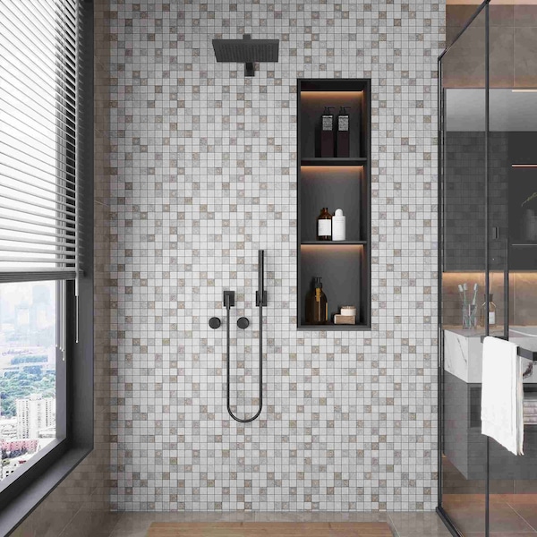 Apollo Tile 12x12 in. Textured Cream and Soft Earthy Stone Square Wall and Floor Tile 5 sq ft/case, 5PK - APLLGN883A