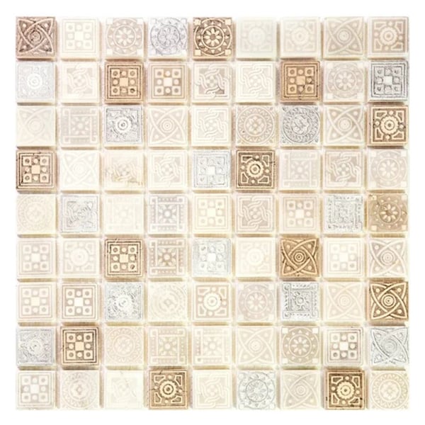 Apollo Tile 12x12 in. Textured Cream and Soft Earthy Stone Square Wall and Floor Tile 5 sq ft/case, 5PK - APLLGN883A