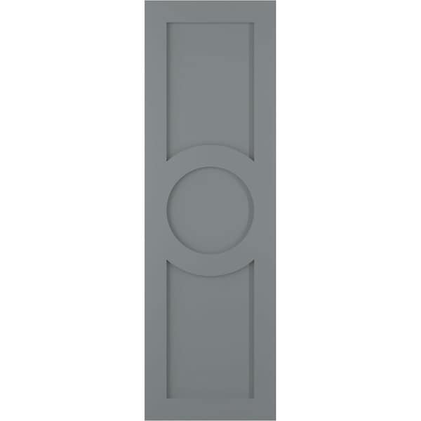 Ekena Millwork True Fit PVC Center Circle Arts & Crafts Fixed Mount Shutters, Ocean Swell, 12W x 36H, PR - TFP001AC12X036CH