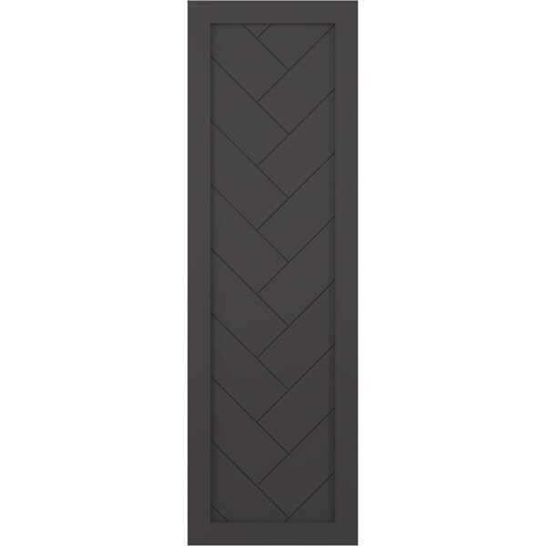 Ekena Millwork True Fit PVC Single Panel Herringbone Modern Style Fixed Mount Shutters Shadow Mountain, 12"W x 52"H - TFP001HB12X052SM