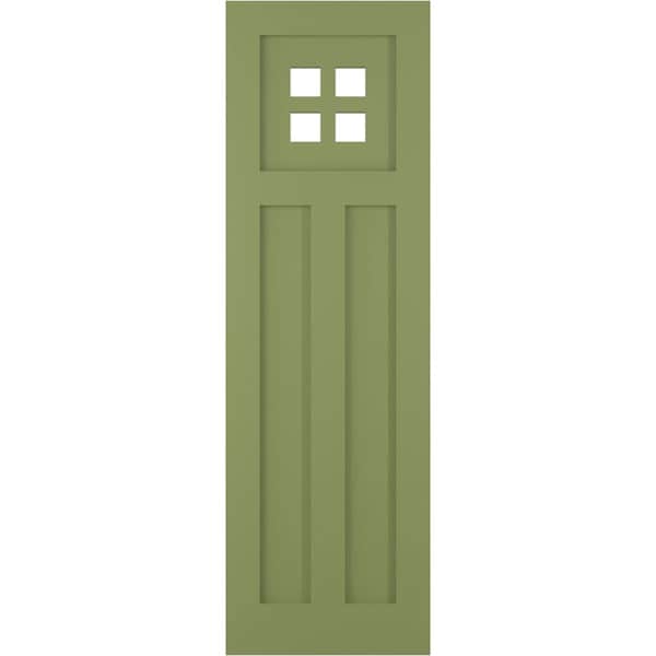 Ekena Millwork True Fit PVC San Antonio Mission Style Fixed Mount Shutters, Moss Green, 15W x 70H, PR - TFP001ST15X070MG