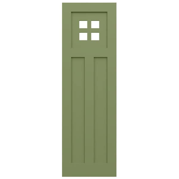 Ekena Millwork True Fit PVC San Antonio Mission Style Fixed Mount Shutters, Moss Green, 15W x 70H, PR - TFP001ST15X070MG