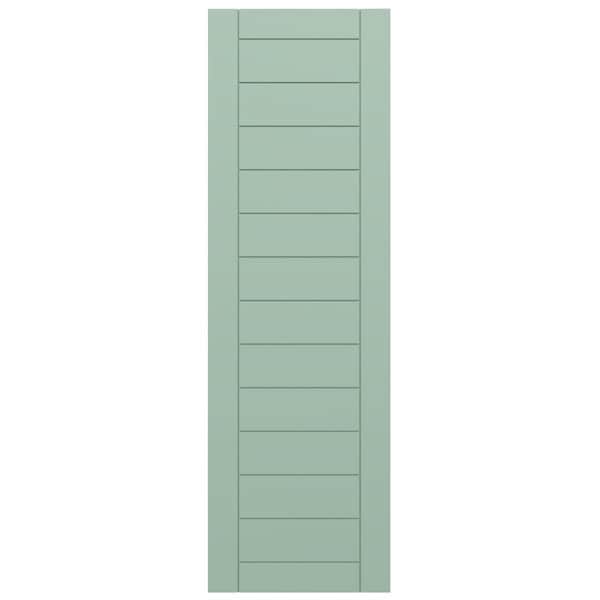 Ekena Millwork True Fit PVC Horizontal Slat Framed Modern Style Fixed Mount Shutters, Seaglass, 15W x 73H, PR - TFP001HF15X073SG
