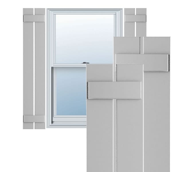 Ekena Millwork True Fit PVC Two Board Spaced Board-n-Batten Shutters, Primed, 11 1/4"W x 64"H - TFP101SBF11X064PR