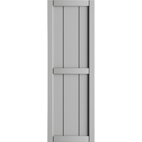 Ekena Millwork True Fit PVC, Three Board Framed Board-n-Batten Shutters, Hailstorm Gray, 16 1/8W x 37H, PR - TFP101BF16X037ST