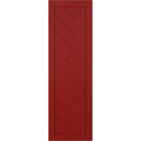 Ekena Millwork True Fit PVC Single Panel Herringbone Modern Style Fixed Mount Shutters, Fire Red, 12W x 42H, PR - TFP001HB12X042BR