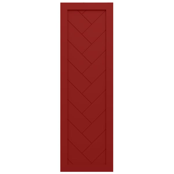 Ekena Millwork True Fit PVC Single Panel Herringbone Modern Style Fixed Mount Shutters, Fire Red, 12W x 42H, PR - TFP001HB12X042BR
