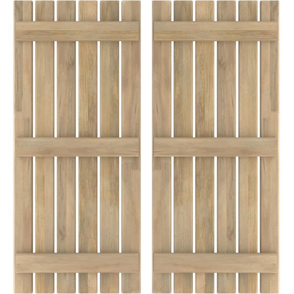 Ekena Millwork Americraft 6-Board (3 Batten) Exterior Real Wood Spaced Board-n-Batten Shutters, ARW401SB623X71UNH, PR - ARW401SB623X71UNH