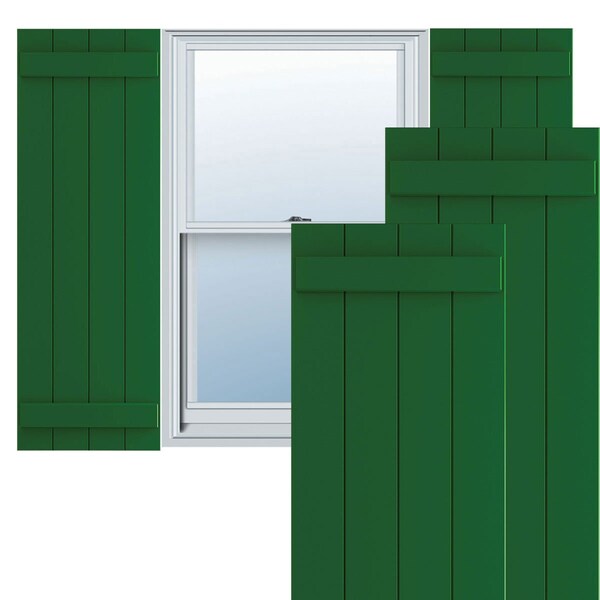 Ekena Millwork True Fit PVC Four Board Joined Board-n-Batten Shutters, Viridian Green, 21 1/2W x 71H, PR - TFP101BBF21X071HG