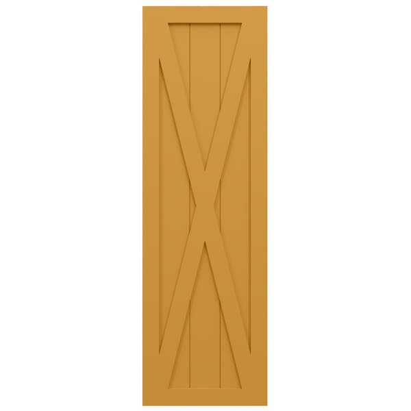 Ekena Millwork True Fit PVC Single X-Board Farmhouse Fixed Mount Shutters, Turmeric, 12W x 63H, PR - TFP001FH12X063TU