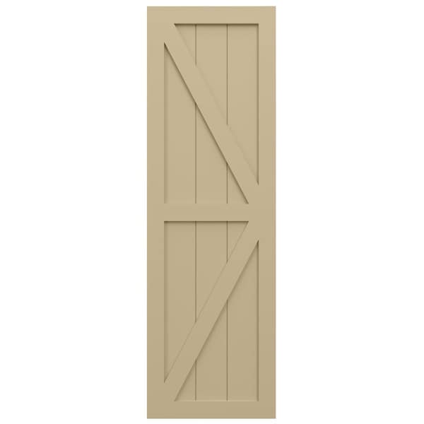 Ekena Millwork True Fit PVC Two Equal Panel Farmhouse Fixed Mount Shutters w/ Z-Bar, Natural Twine , 18W x 37H, PR - TFP102FH18X037NT