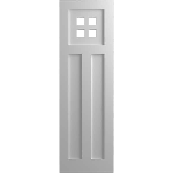 Ekena Millwork True Fit PVC San Antonio Mission Style Fixed Mount Shutters, Primed, 15"W x 66"H - TFP001ST15X066PR
