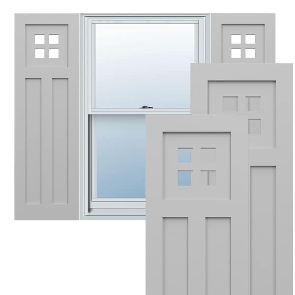 Ekena Millwork True Fit PVC San Antonio Mission Style Fixed Mount Shutters, Primed, 15"W x 66"H - TFP001ST15X066PR