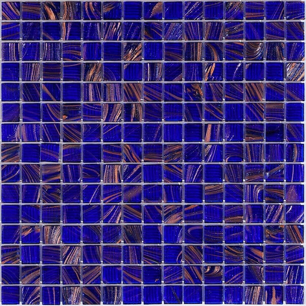 Apollo Tile Celestial 12inx12in Glossy Royal Blue and Gold Glass Mosaic Wall and Floor Tile 20 sqft/case, 20PK - APLST88BL544A