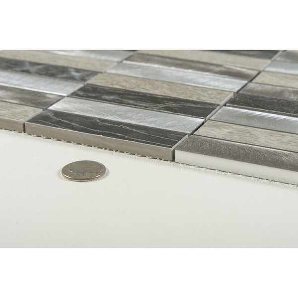 Andova Tiles SAMPLE Chocolat Stacked 1 x 4 PorcelainMetal Mosaic Tile - SAM-ANDCHO317