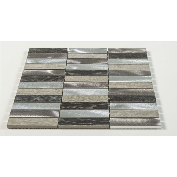 Andova Tiles SAMPLE Chocolat Stacked 1 x 4 PorcelainMetal Mosaic Tile - SAM-ANDCHO317