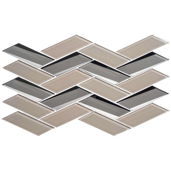 Andova Tiles ANDOVA TILES Flight 2" x 4.25" Glass Herringbone / Chevron Mosaic Wall Tile - ANDFLI384