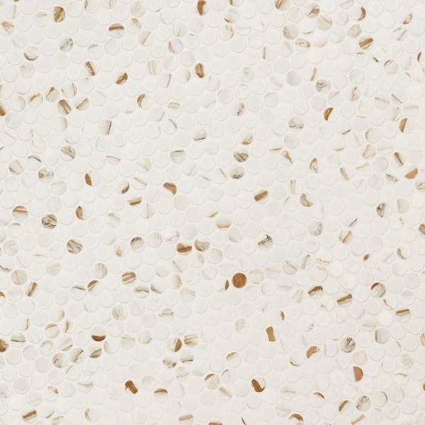 Msi Calacatta Gold Round 10.49 in x 11.81 in Matte Porcelain Mesh Mounted Mosaic Tile, 15PK - ZOR-MD-0595