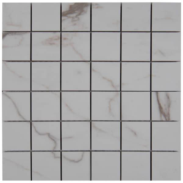 Msi Pietra Calacatta 12 In. X 12 In. X 10 Mm Matte Porcelain Mosaic Tile, 8PK - ZOR-PT-0145