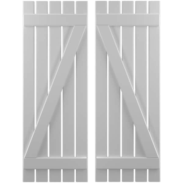 Ekena Millwork Americraft 5-Board (2 Batten) Wood Spaced Board-n-Batten Shutters w/ Z-Bar, ARW102SB519X75PRH - ARW102SB519X75PRH