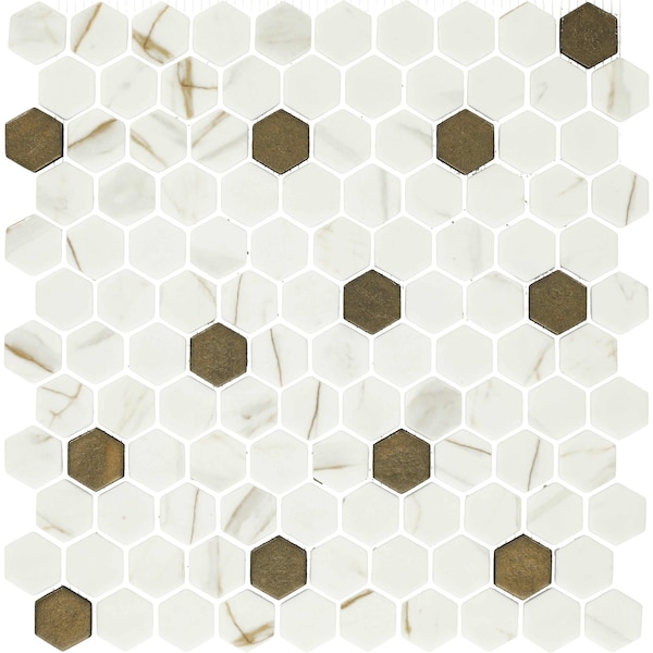 Daltile Uptown Glass 1in Hexagon Mosaic, 16.92 SQFT Per Carton, 18PK - UP271HEXMS1P