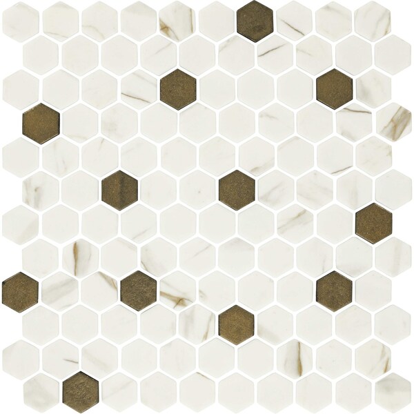 Daltile Uptown Glass 1in Hexagon Mosaic, 16.92 SQFT Per Carton, 18PK - UP271HEXMS1P