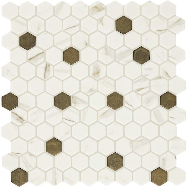 Daltile Uptown Glass 1in Hexagon Mosaic, 16.92 SQFT Per Carton, 18PK - UP271HEXMS1P