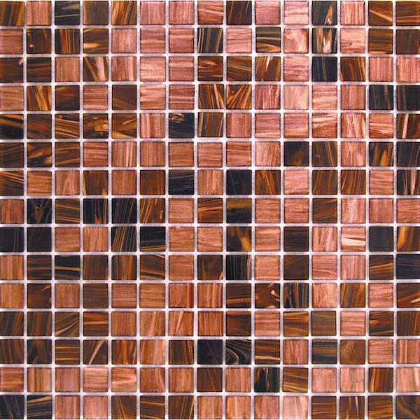 Apollo Tile Mingles 12 in. x 12 in. Glossy Brown and Yellow Glass Mosaic Wall and Floor Tile 20 sqft/case, 20PK - MIX2088BR617A