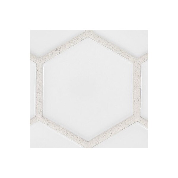 Msi Retro Bianco Hexagon SAMPLE Glossy Porcelain Mesh-Mounted Mosaic Tile - ZOR-MD-0232-SAM