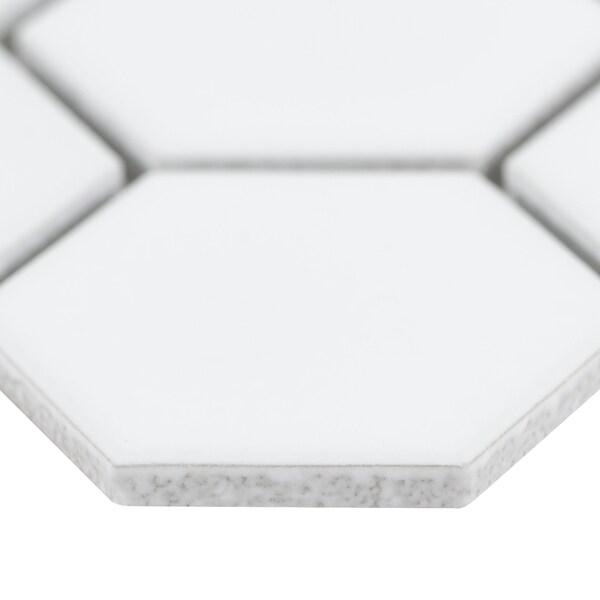 Msi Retro Bianco Hexagon SAMPLE Glossy Porcelain Mesh-Mounted Mosaic Tile - ZOR-MD-0232-SAM