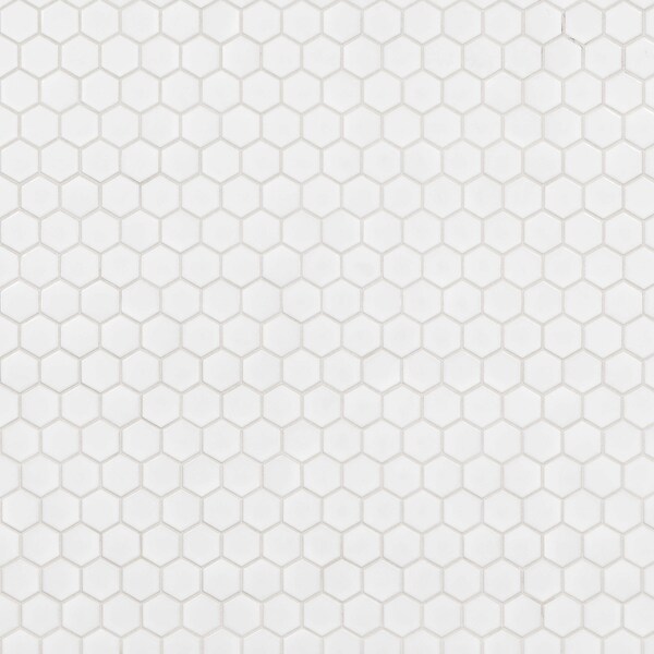 Msi Retro Bianco Hexagon SAMPLE Glossy Porcelain Mesh-Mounted Mosaic Tile - ZOR-MD-0232-SAM