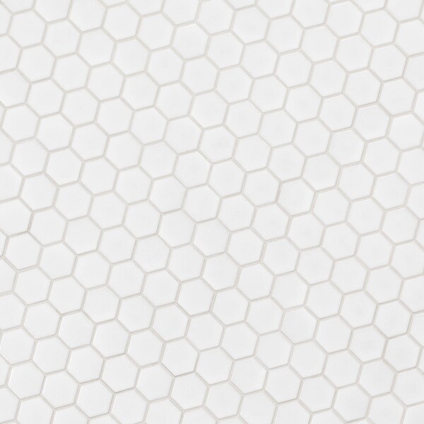 Msi Retro Bianco Hexagon SAMPLE Glossy Porcelain Mesh-Mounted Mosaic Tile - ZOR-MD-0232-SAM