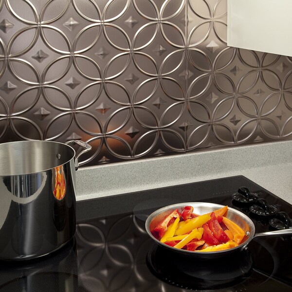 Fasade Fasade 18in x 24in Rings Brushed Nickel Backsplash Panel 5pk - PB6129