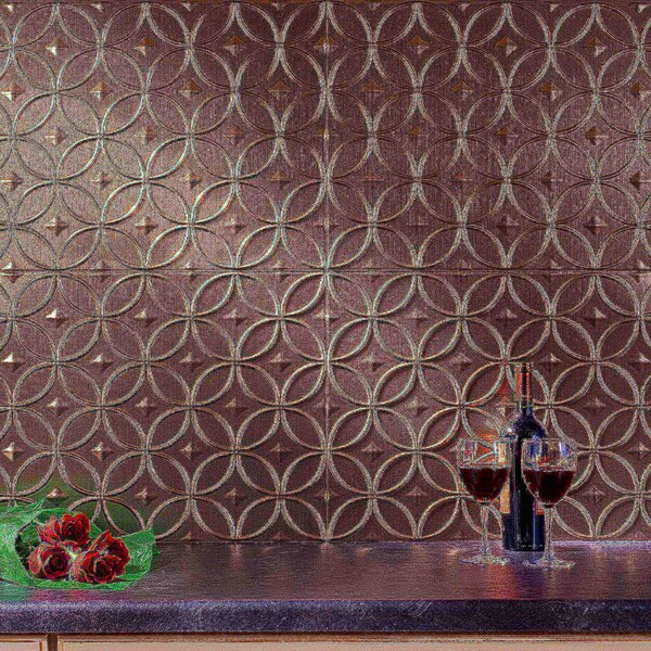 Fasade Fasade 18in x 24in Rings Brushed Nickel Backsplash Panel 5pk - PB6129