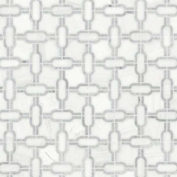Msi Bianco Gridwork 12 in. x 12 in.  Polished Marble Mesh-Mounted Mosaic Tile, 10PK - ZOR-MD-0511