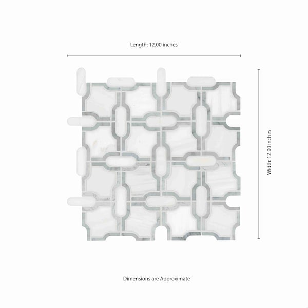 Msi Bianco Gridwork 12 in. x 12 in.  Polished Marble Mesh-Mounted Mosaic Tile, 10PK - ZOR-MD-0511