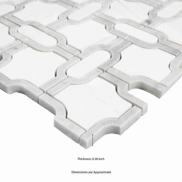 Msi Bianco Gridwork 12 in. x 12 in.  Polished Marble Mesh-Mounted Mosaic Tile, 10PK - ZOR-MD-0511