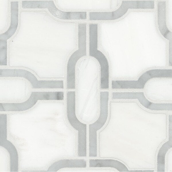 Msi Bianco Gridwork 12 in. x 12 in.  Polished Marble Mesh-Mounted Mosaic Tile, 10PK - ZOR-MD-0511