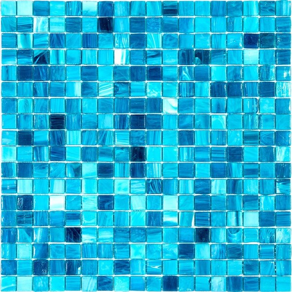 Apollo Tile Skosh 11.6 in. x 11.6 in. Glossy Arctic Blue Glass Mosaic Wall and Floor Tile 18.69 sqft/case, 20PK - APLNB88BL549A