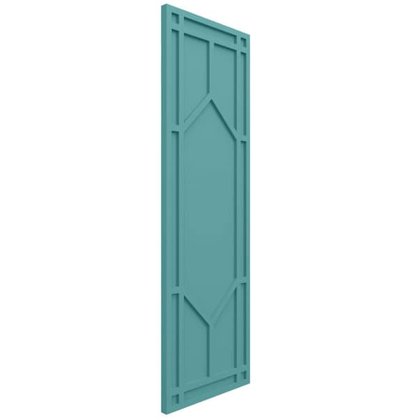 Ekena Millwork True Fit PVC Shaker Fixed Mount Shutters, Pure Turquoise, 12W x 79H, PR - TFP001SK12X079PT