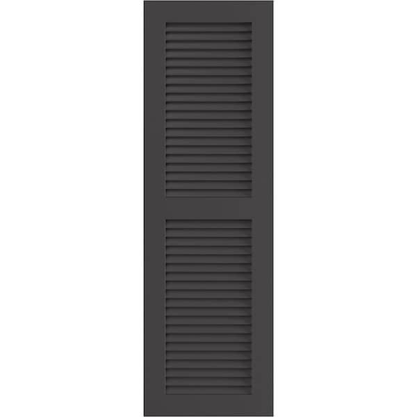 Ekena Millwork True Fit PVC, Two Equal Louver Shutters, Shadow Mountain, 18W x 42H, PR - TFP101LVF18X042SM