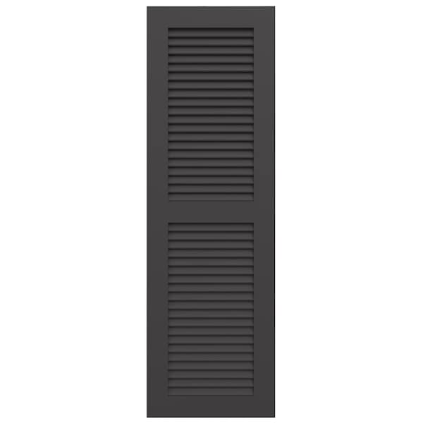 Ekena Millwork True Fit PVC, Two Equal Louver Shutters, Shadow Mountain, 18W x 42H, PR - TFP101LVF18X042SM