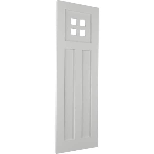 Ekena Millwork True Fit PVC San Antonio Mission Style Fixed Mount Shutters, Hailstorm Gray, 12W x 74H, PR - TFP001ST12X074ST