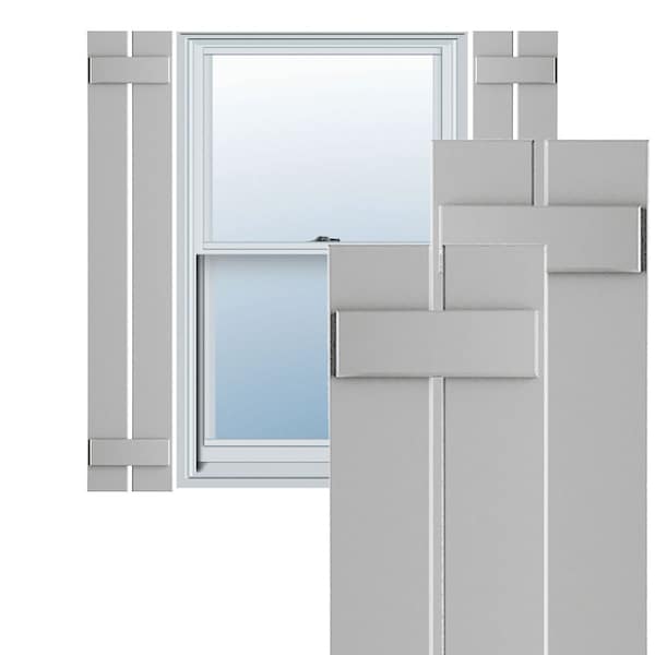 Ekena Millwork True Fit PVC Two Board Spaced Board-n-Batten Shutters, Hailstorm Gray, 11 1/4W x 42H, PR - TFP101SBF11X042ST