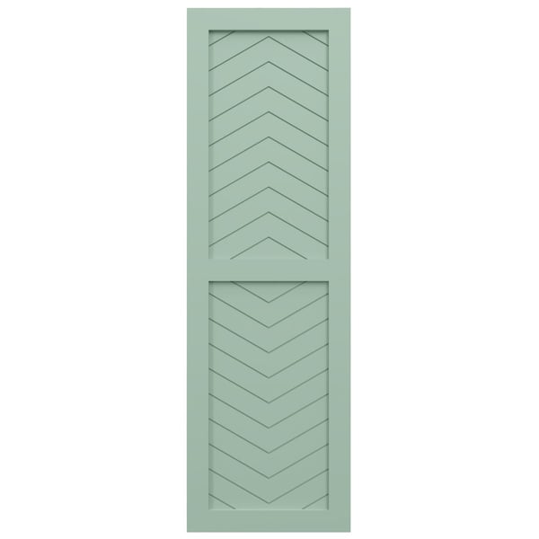 Ekena Millwork True Fit PVC Two Panel Chevron Modern Style Fixed Mount Shutters, Seaglass, 18W x 70H, PR - TFP101CV18X070SG