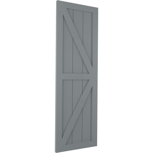Ekena Millwork True Fit PVC Two Equal Panel Farmhouse Fixed Mount Shutters w/ Z-Bar, Ocean Swell , 12W x 28H, PR - TFP102FH12X028CH