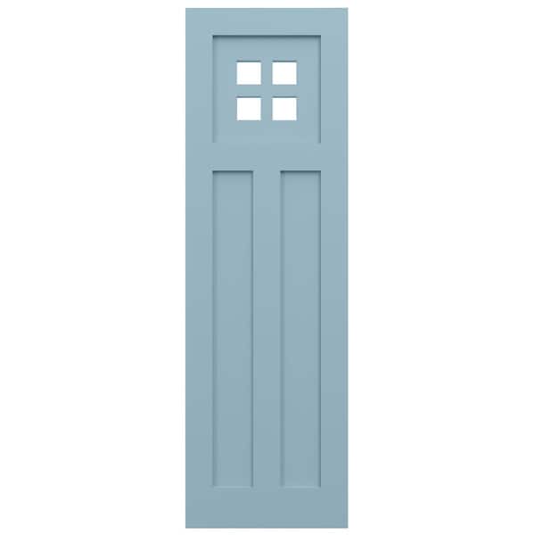 Ekena Millwork True Fit PVC San Antonio Mission Style Fixed Mount Shutters, Peaceful Blue, 12W x 76H, PR - TFP001ST12X076SB
