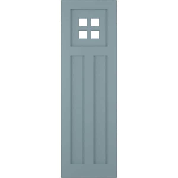Ekena Millwork True Fit PVC San Antonio Mission Style Fixed Mount Shutters, Peaceful Blue, 12W x 76H, PR - TFP001ST12X076SB